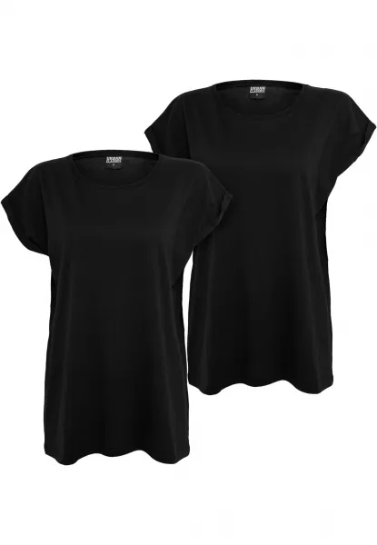 Urban Classics Women's T-Shirt - 2 Pack - Black+Black