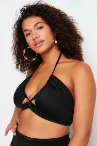 Čierny bikini top s detailom kravaty a zoštíhľujúcim efektom od Trendyol Curve