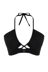 Čierny bikini top s detailom kravaty a zoštíhľujúcim efektom od Trendyol Curve