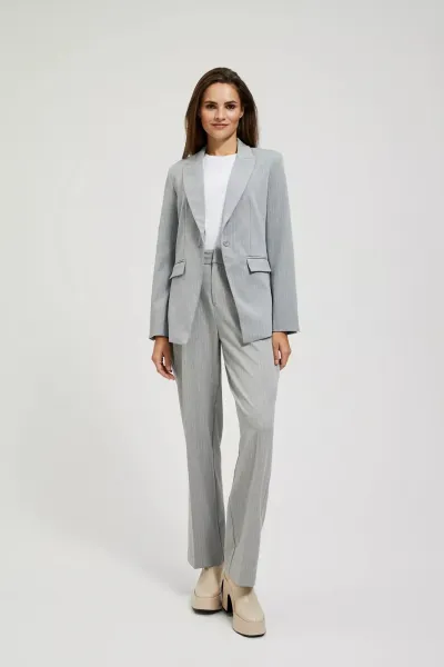 Marisse Single-Breasted Jacket With Delicate Gray Stripes