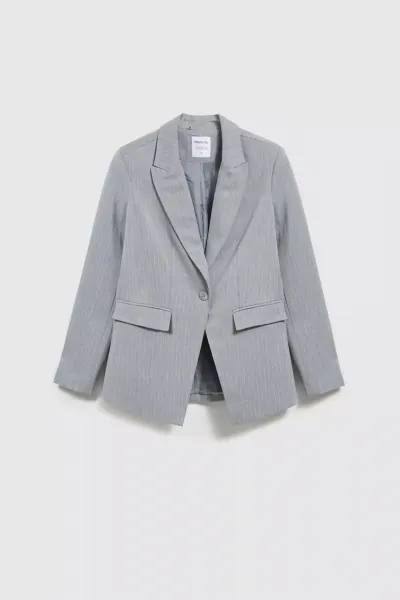 Marisse Single-Breasted Jacket With Delicate Gray Stripes
