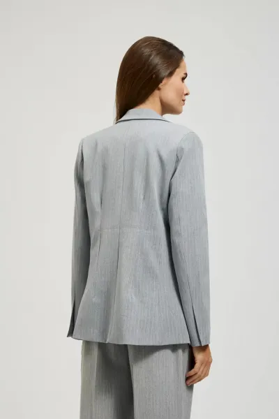 Marisse Single-Breasted Jacket With Delicate Gray Stripes