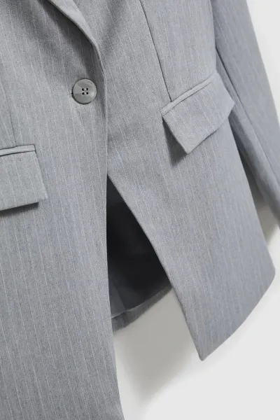 Marisse Single-Breasted Jacket With Delicate Gray Stripes