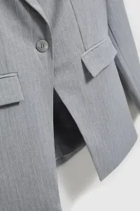 Marisse Single-Breasted Jacket With Delicate Gray Stripes