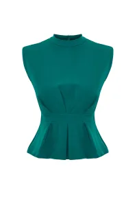 Trendyol Green Crew Neck Sleeveless Woven Blouse