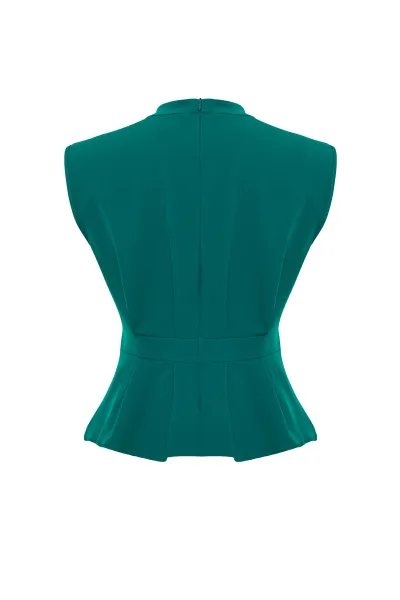 Trendyol Green Crew Neck Sleeveless Woven Blouse