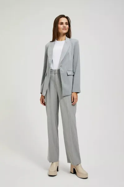 Marisse Gray Straight-Leg Suit Trousers With Pockets