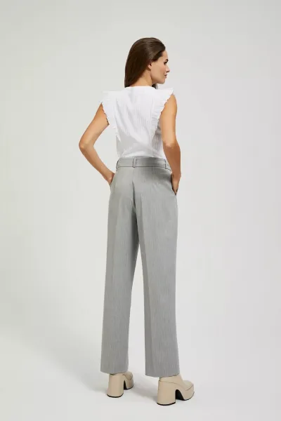 Marisse Gray Straight-Leg Suit Trousers With Pockets
