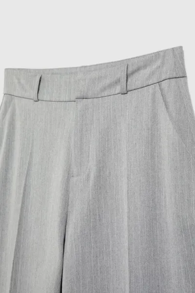 Marisse Gray Straight-Leg Suit Trousers With Pockets