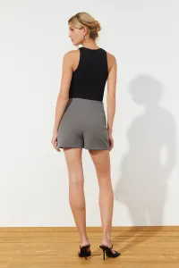 Trendyol Anthracite Eyelet Detailed Woven Shorts Skirt