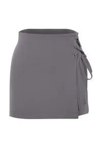 Trendyol Anthracite Eyelet Detailed Woven Shorts Skirt