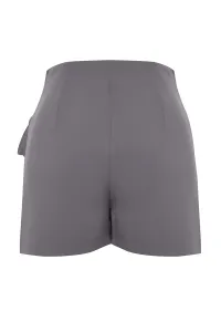 Trendyol Anthracite Eyelet Detailed Woven Shorts Skirt