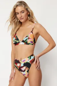 Trendyol Abstraktný Vzor Trojuholník Vysoký Pás Vysoké Nohy Hipster Bikiny Set