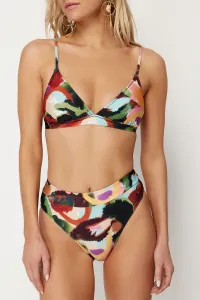Trendyol Abstraktný Vzor Trojuholník Vysoký Pás Vysoké Nohy Hipster Bikiny Set