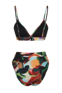 Trendyol Abstraktný Vzor Trojuholník Vysoký Pás Vysoké Nohy Hipster Bikiny Set