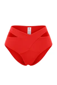 Trendyol červené vykrojené/okienkované vysoké pásové pravidelné bikiny spodné diely