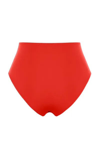 Trendyol červené vykrojené/okienkované vysoké pásové pravidelné bikiny spodné diely