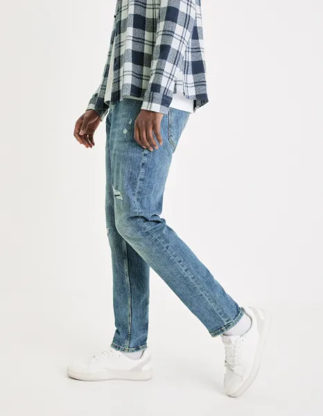 Modré pánske slim fit džínsy Celio Gostroy