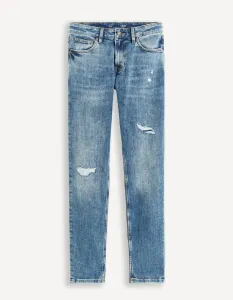 Modré pánske slim fit džínsy Celio Gostroy
