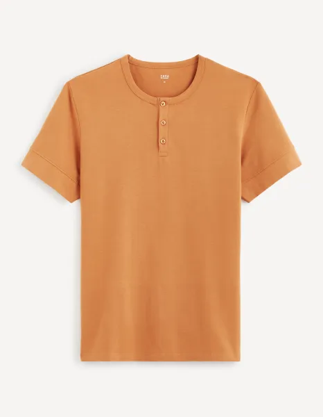 Hnedé pánske basic tričko Celio Geley