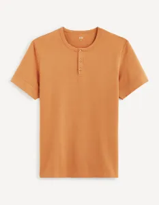 Hnedé pánske basic tričko Celio Geley