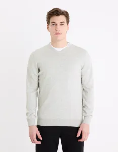 Svetlosivý pánsky basic sveter Celio Decoton