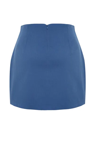 Trendyol indigo vysoký pás A-línia mini dĺžka tkaná sukňa