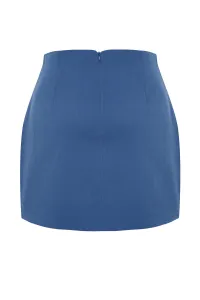 Trendyol indigo vysoký pás A-línia mini dĺžka tkaná sukňa