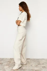 Trendyol Ecru Loose Cut High Waist Carpenter Skater Jeans