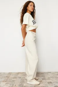 Trendyol Ecru Loose Cut High Waist Carpenter Skater Jeans