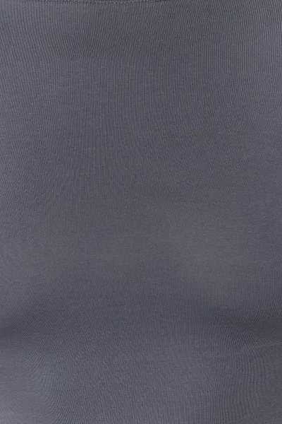 Trendyol Antracitová Dekoltovaná Crop Bavlnená Pružná Pletená Blúzka