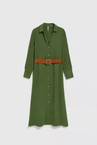 Marisse Khaki Midi Dress With Wide Belt