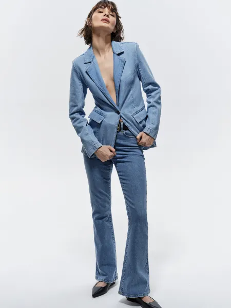 Veľké hviezdne dámske rozšírené nohavice Denim 190062 Denim-158