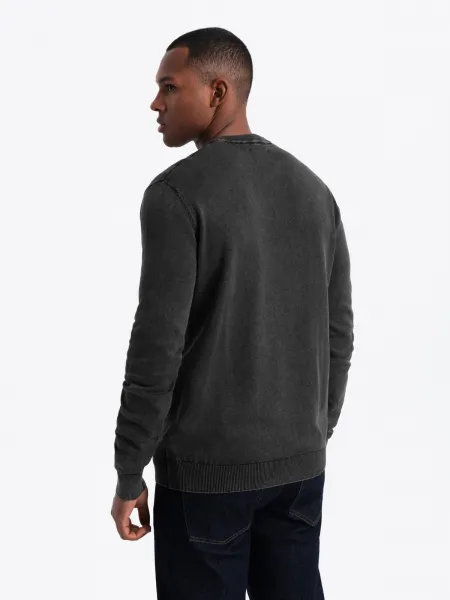 Ombre Washed men's pullover with a v-neck - black