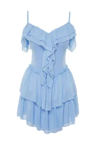 Trendyol Light Blue A-Line Ruffled Woven Chiffon Short Dress