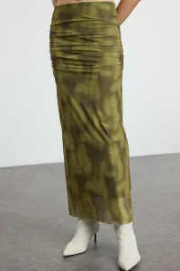 Trendyol Green Draped Maxi Tulle Stretchy Knitted Skirt