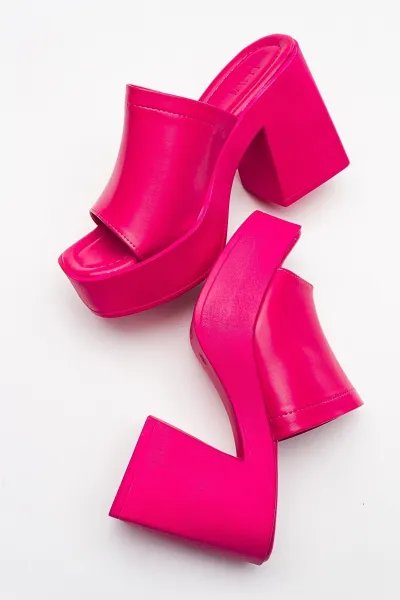 LuviShoes ANSER Dámske fuchsiové šľapky na podpätku