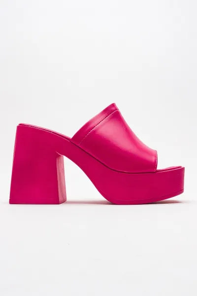 LuviShoes ANSER Dámske fuchsiové šľapky na podpätku