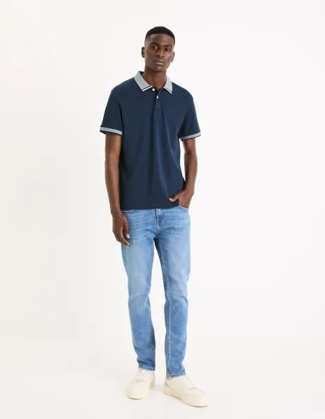 Tmavomodré pánske basic polo tričko Celio Gesort
