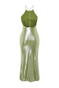 Trendyol Light Green Metallic Look Knitted Dress