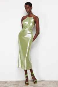 Trendyol Light Green Metallic Look Knitted Dress