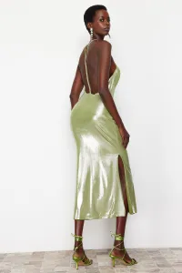 Trendyol Light Green Metallic Look Knitted Dress
