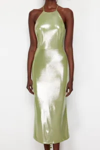 Trendyol Light Green Metallic Look Knitted Dress