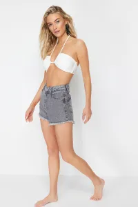 Trendyol Sivé Mini Tkané Denim 100% Bavlnené Šortky & Bermudy