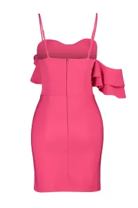 Trendyol Fuchsiové Priliehavé Tkané Volánové Elegantné Večerné Šaty