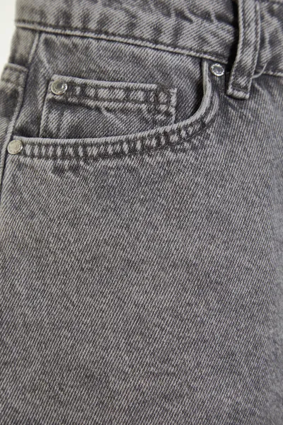 Trendyol Sivé Mini Tkané Denim 100% Bavlnené Šortky & Bermudy
