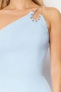 Trendyol Light Blue Fitted Woven Shiny Stone Woven Elegant Evening Dress