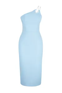 Trendyol Light Blue Fitted Woven Shiny Stone Woven Elegant Evening Dress