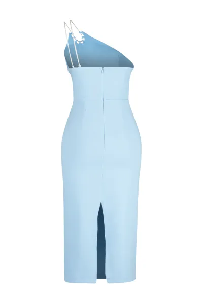 Trendyol Light Blue Fitted Woven Shiny Stone Woven Elegant Evening Dress