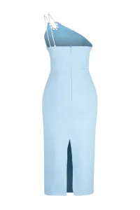 Trendyol Light Blue Fitted Woven Shiny Stone Woven Elegant Evening Dress